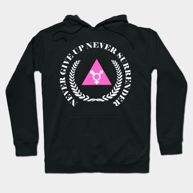 NEVER GIVE UP NEVER SURRENDER (TRANS RIGHTS) Hoodie by remerasnerds